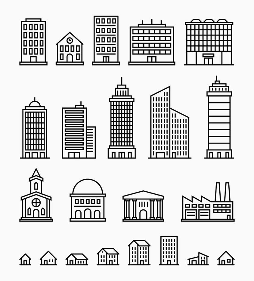 Simple drawing of building shapes